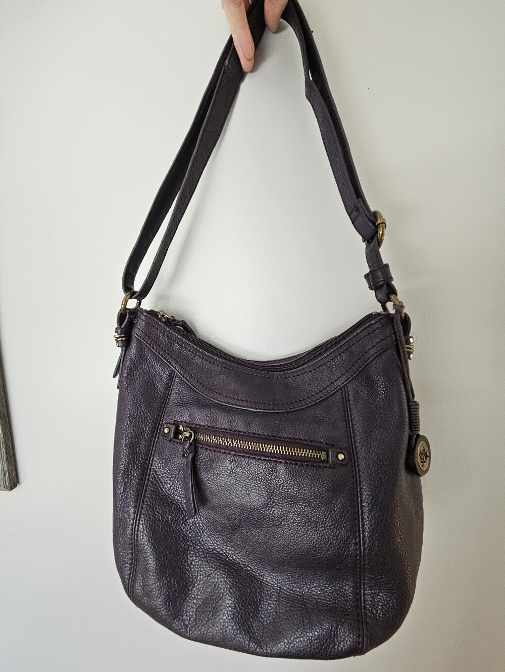 The Sak Reggio Aubergine Genuine Leather Convertible Shoulder Bag